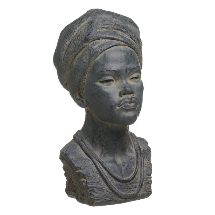 Busto Africana 2/M Gris Resina 31 X 28 X 52 Cm