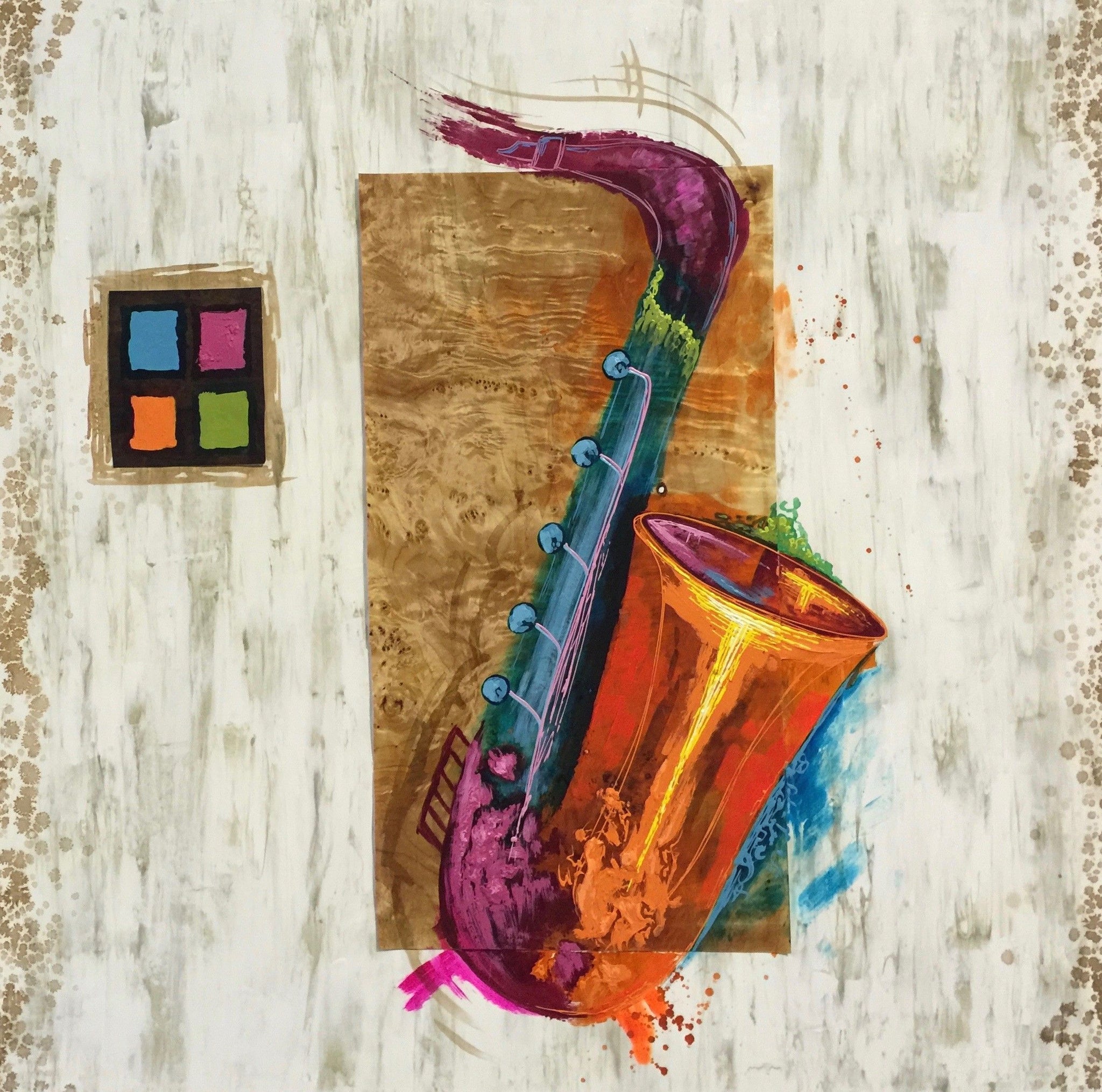 Cuadro pintura original Saxofón