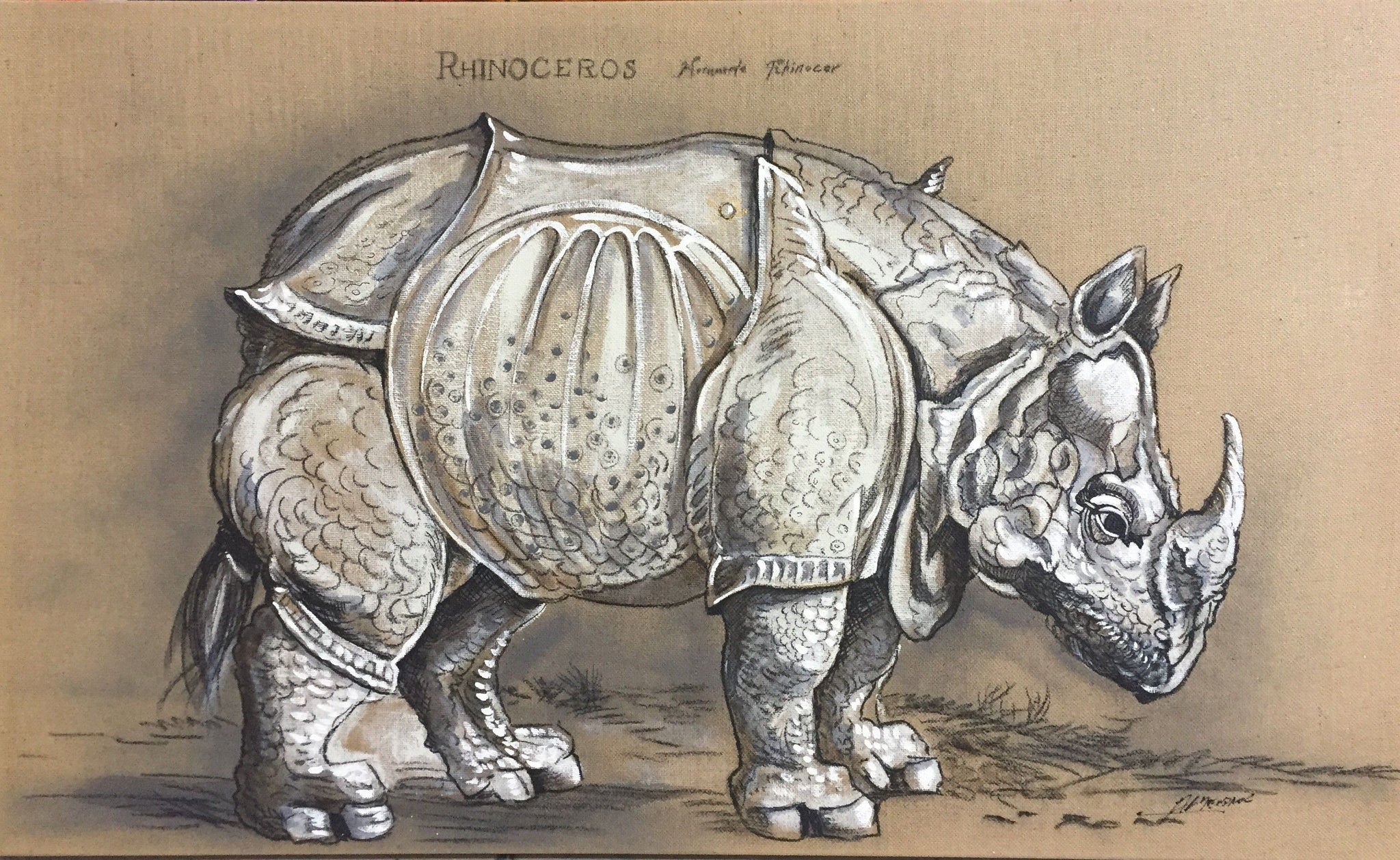 Cuadro original de rinoceronte