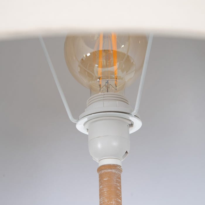 Lámpara Suelo Natural Madera / Tejido 50 X 50 X 157 Cm