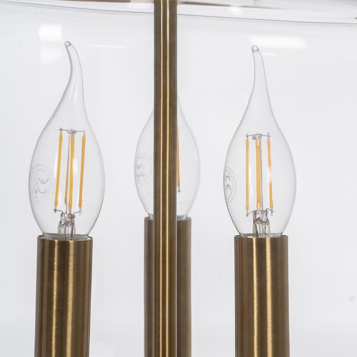 Lámpara Techo Oro Metal / Cristal 35 X 35 X 72 Cm