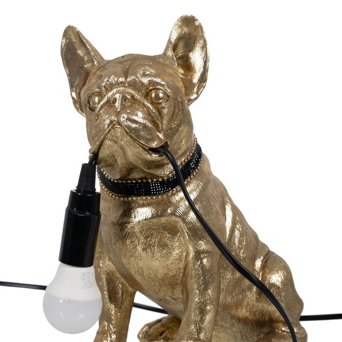 Lámpara Mesa Bull Dog Oro Resina 25 X 15 X 29 Cm