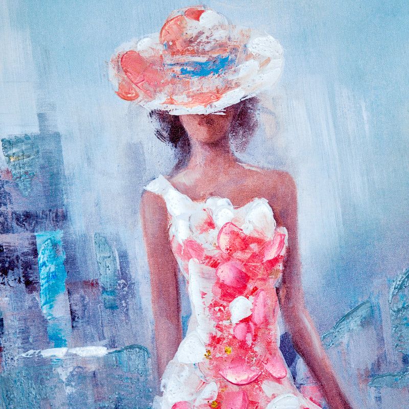 S/2 lienzos 80*80*3 mujer vest azul/rosa flor edif