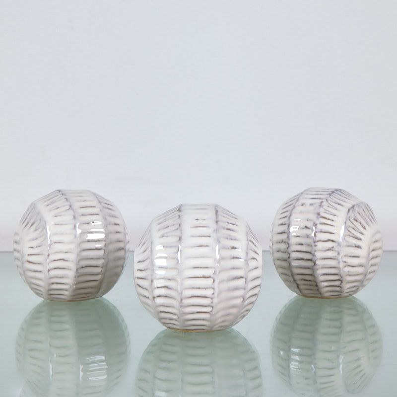 S/3 bolas 10*9.6 blanca ceramica