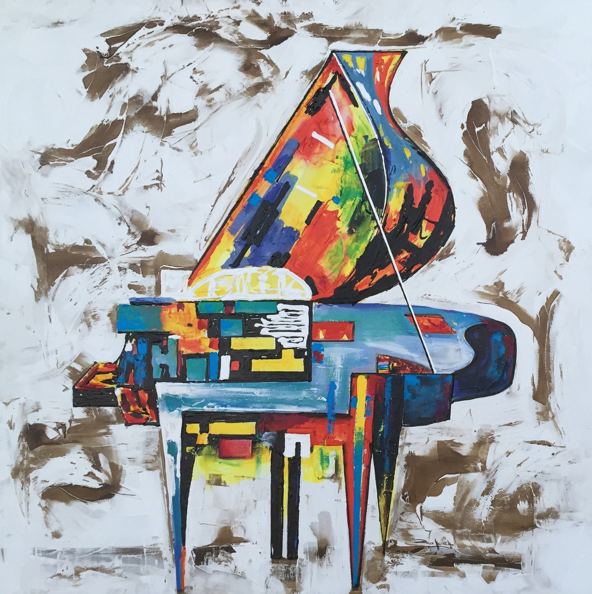 Cuadro original de piano multicolor