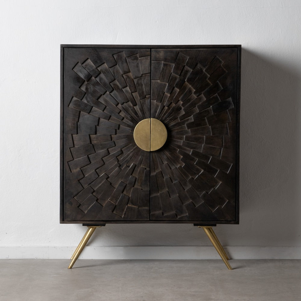 Armario marrón-oro madera / metal 91 x 40 x 115 cm