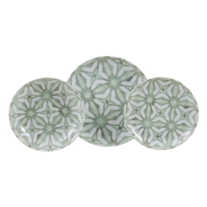 Plato Llano Verde-Blanco Porcelana 26 X 26 X 3 Cm