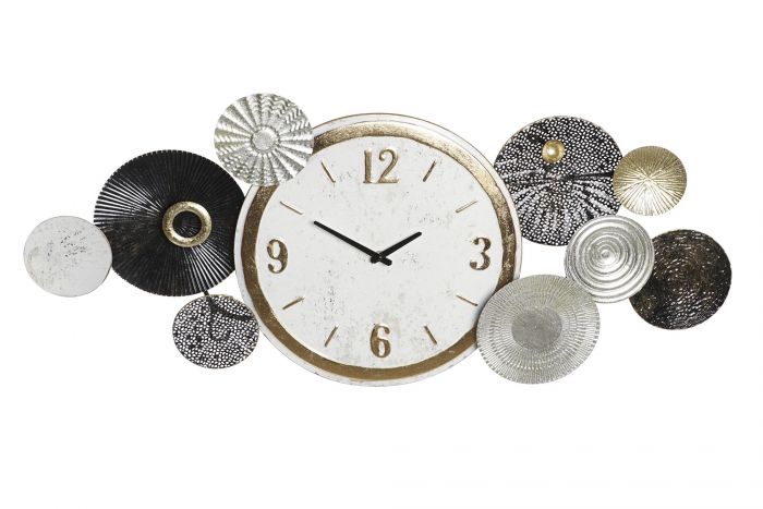 Reloj Pared Metal Mdf 104X5,5X46 Circulos Negro
