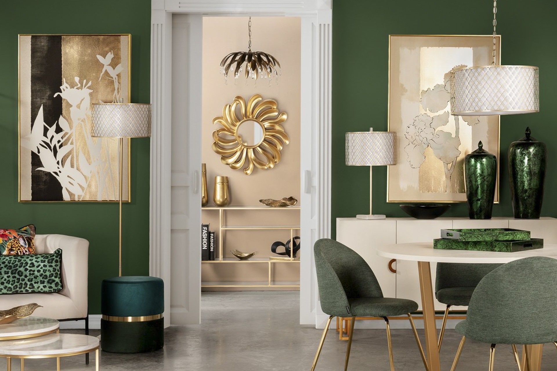 LAMPARA DE PIE METAL DORADA-BLANCA 40x40x165 CM