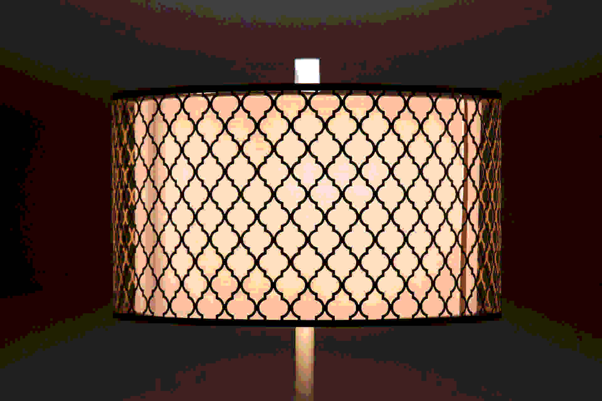 LUMINÁRIA DE PÉ DE METAL DOURADO E BRANCO 40x40x165 CM