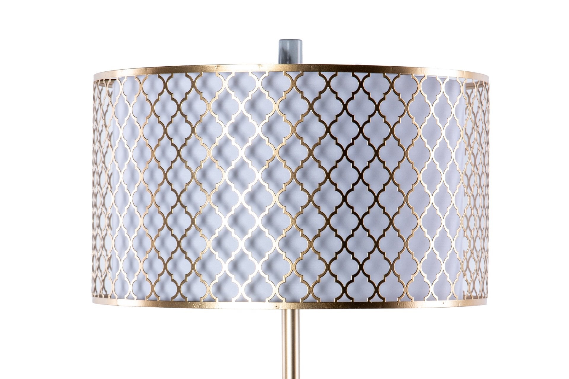 LUMINÁRIA DE PÉ DE METAL DOURADO E BRANCO 40x40x165 CM