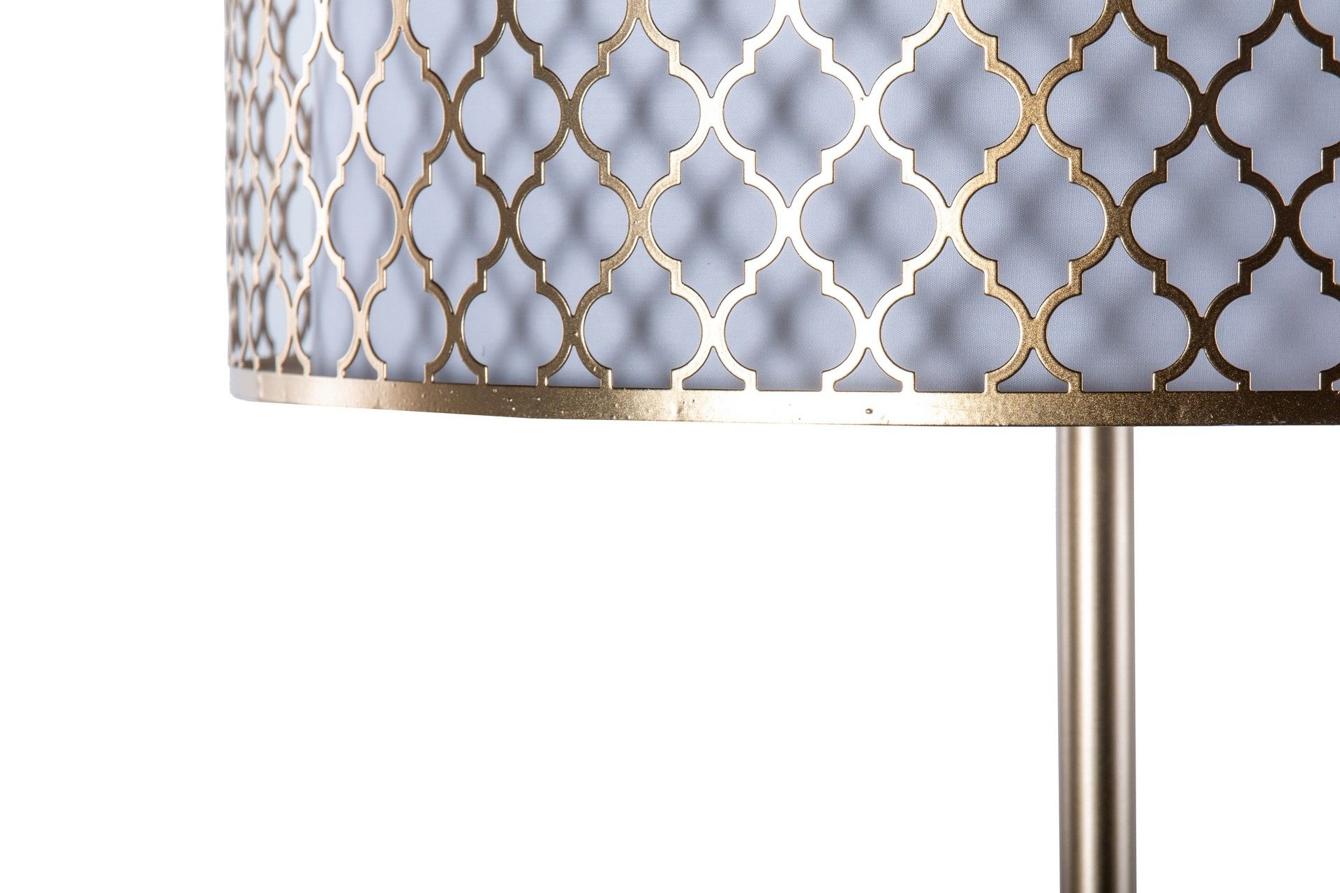 LAMPARA DE PIE METAL DORADA-BLANCA 40x40x165 CM