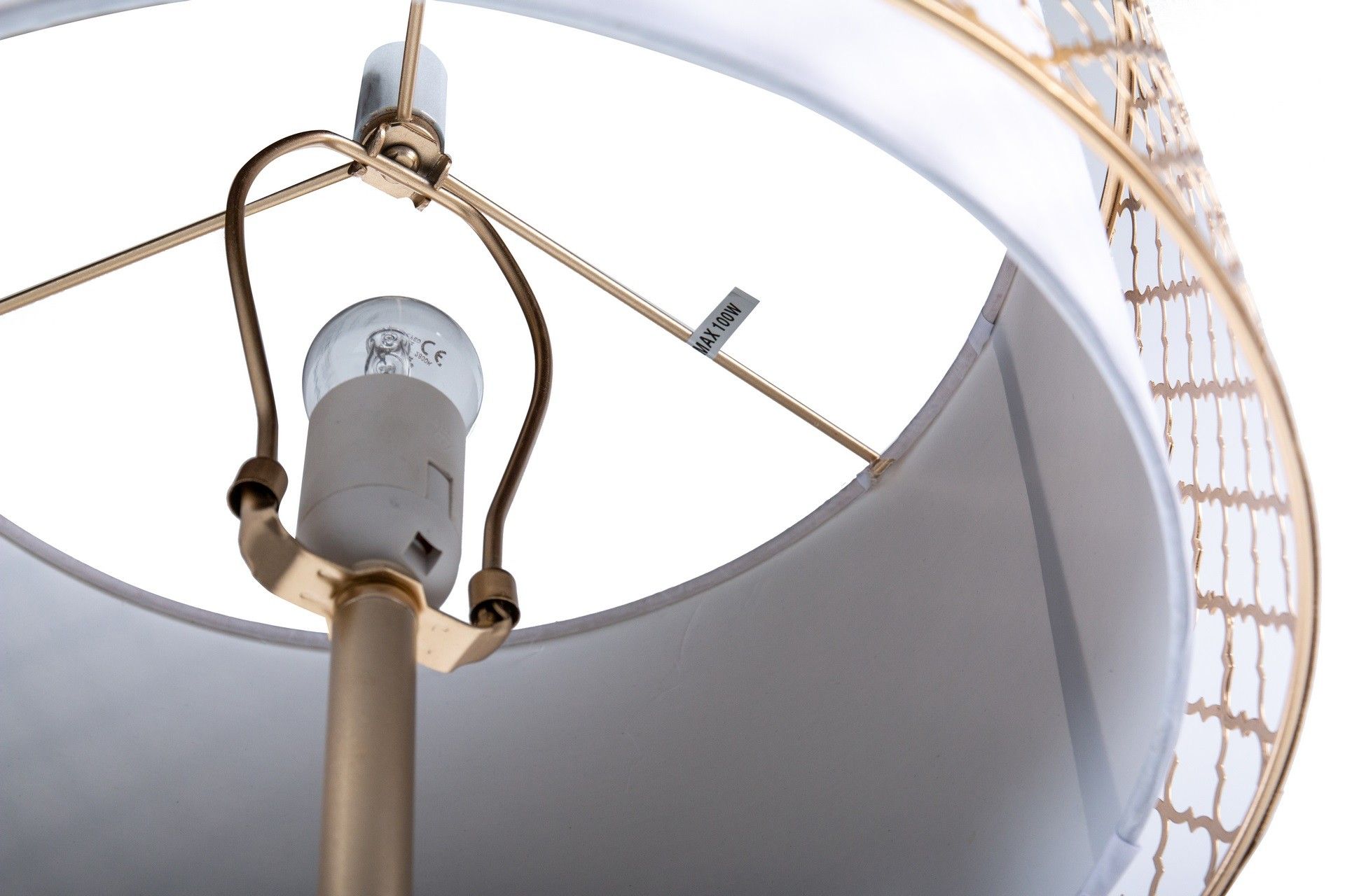 LAMPARA DE PIE METAL DORADA-BLANCA 40x40x165 CM