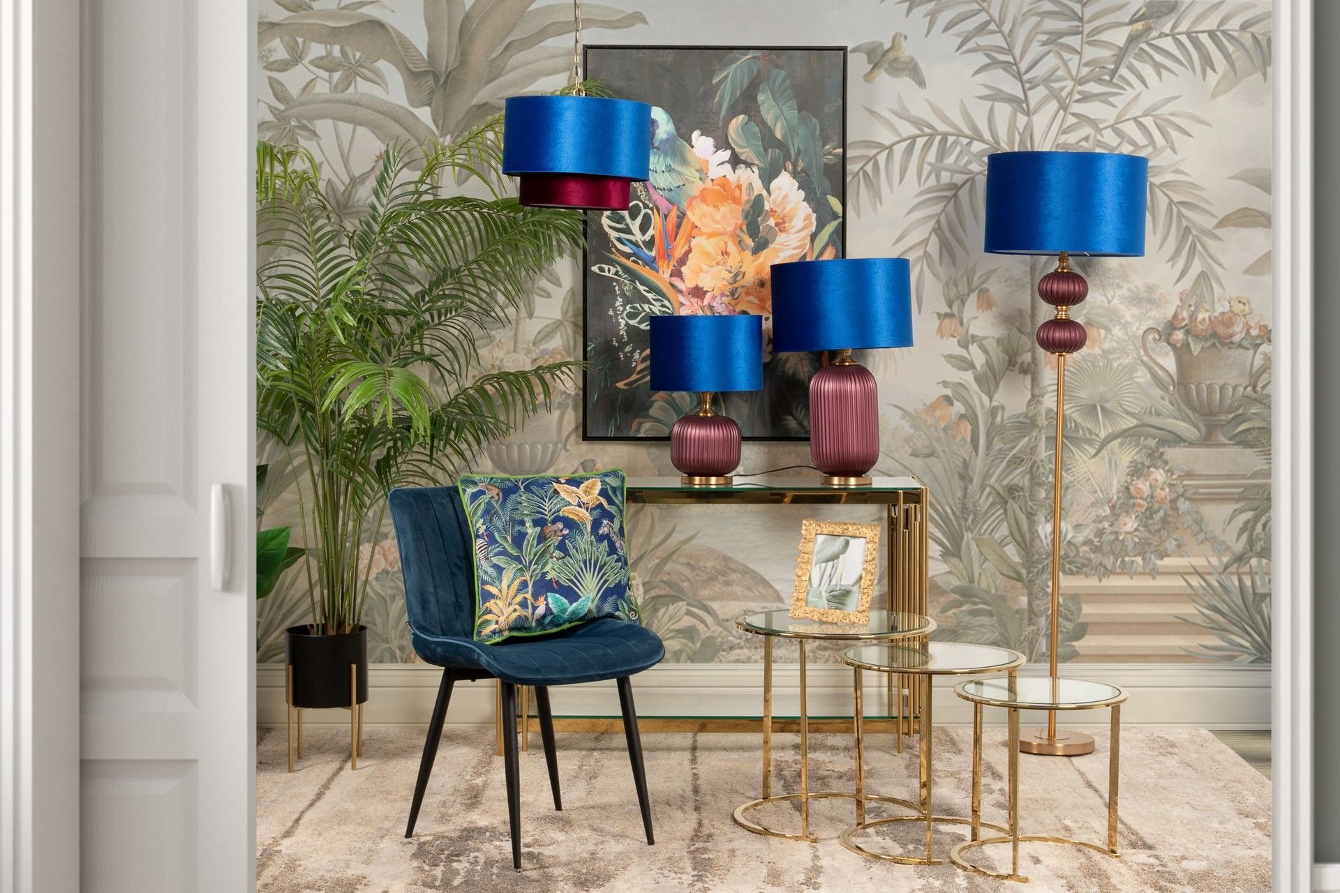 LAMPARA DE TECHO METAL-POLIESTER 45x45x149 CM