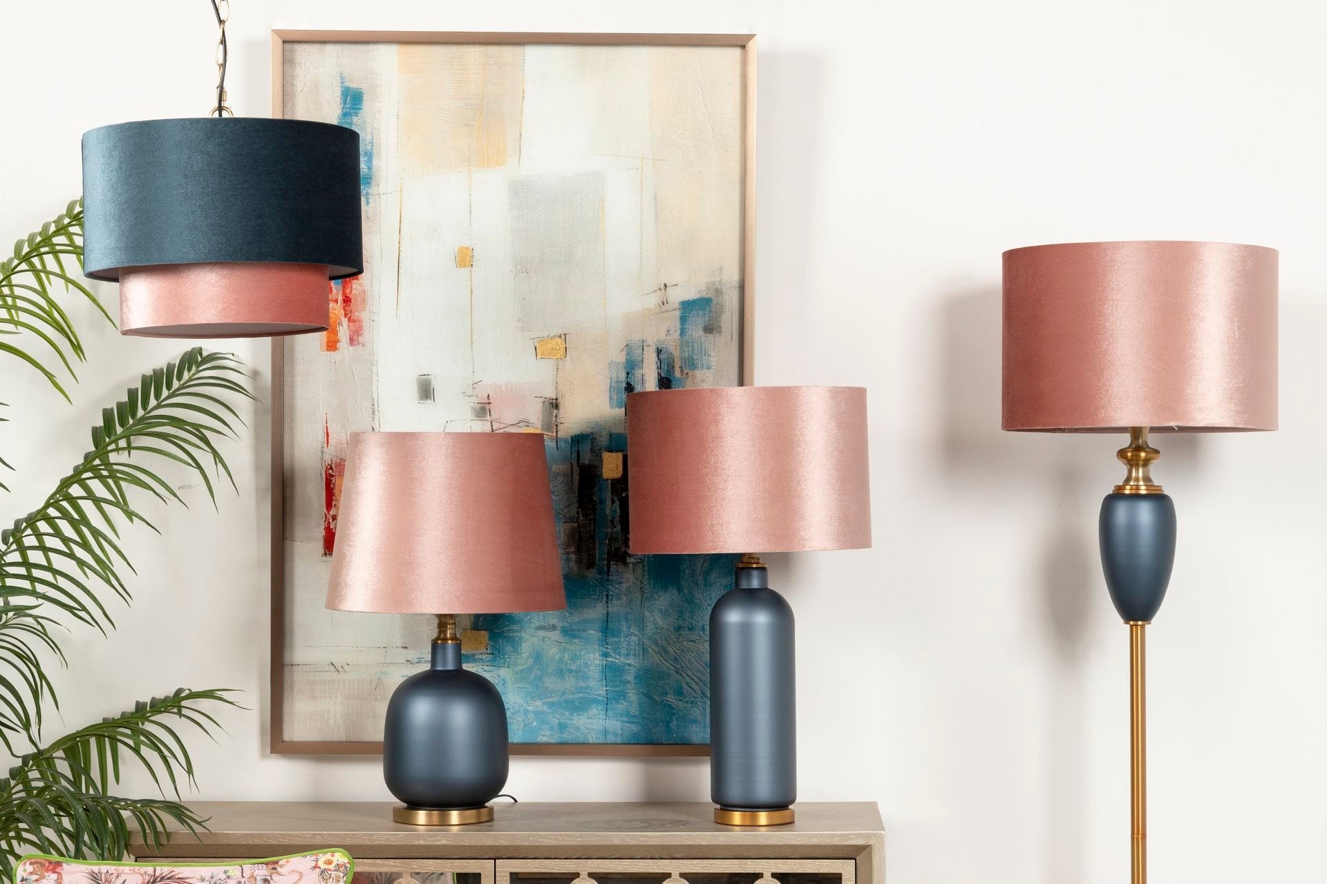 LAMPARA DE TECHO METAL-POLIESTER 45x45x149 CM