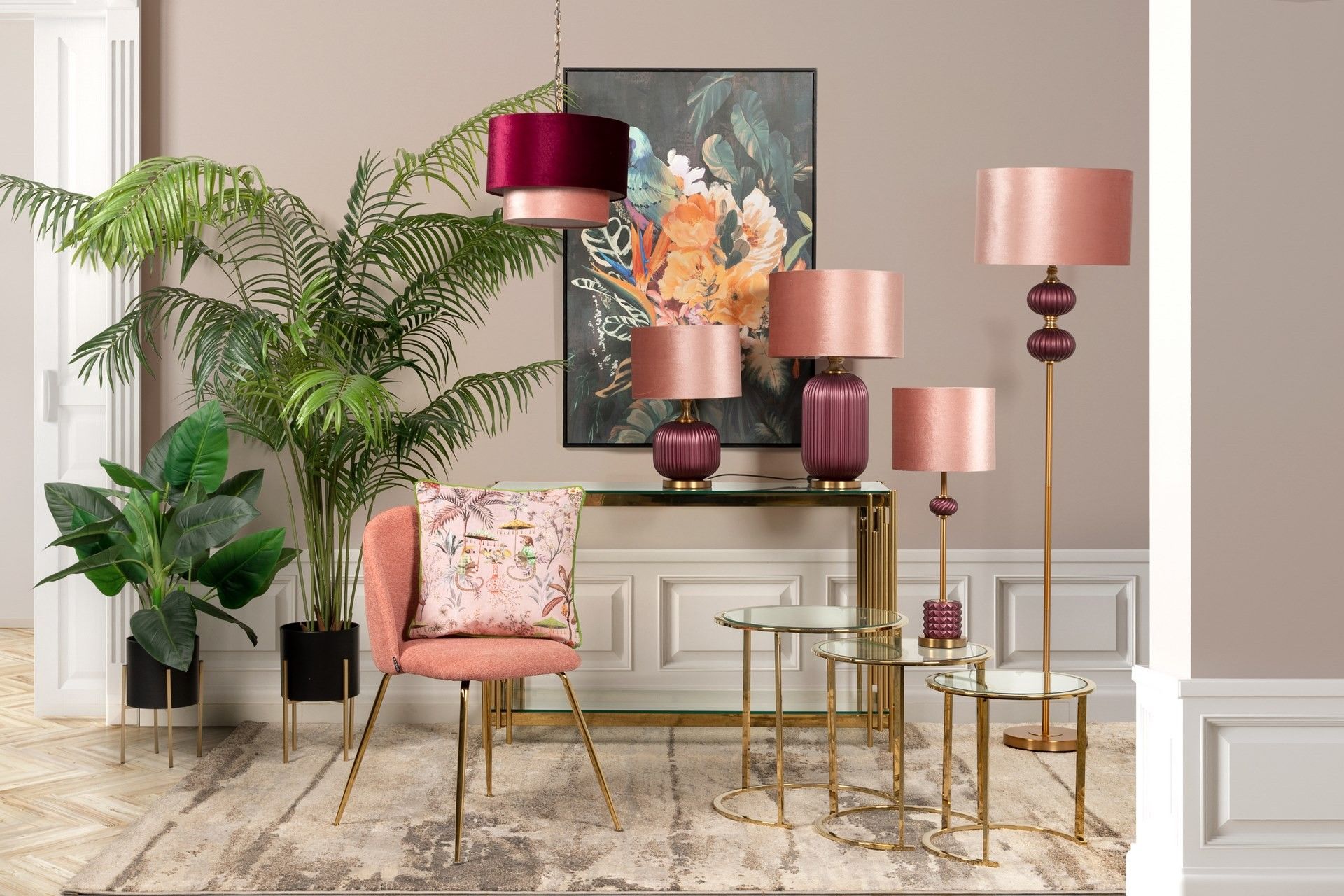 LAMPARA DE TECHO METAL-POLIESTER 45x45x149 CM