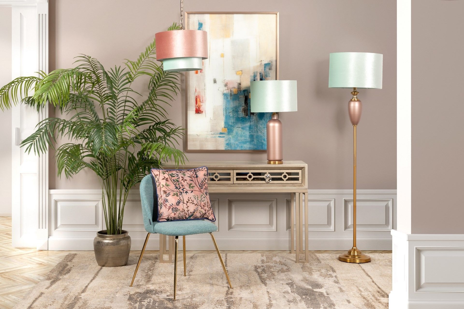 LAMPARA DE TECHO METAL-POLIESTER 45x45x149 CM