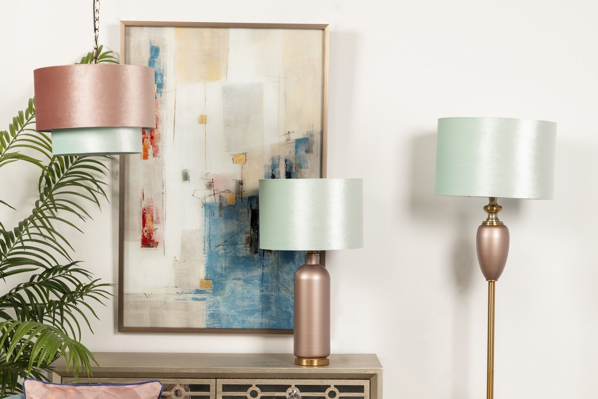 LAMPARA DE TECHO METAL-POLIESTER 45x45x149 CM