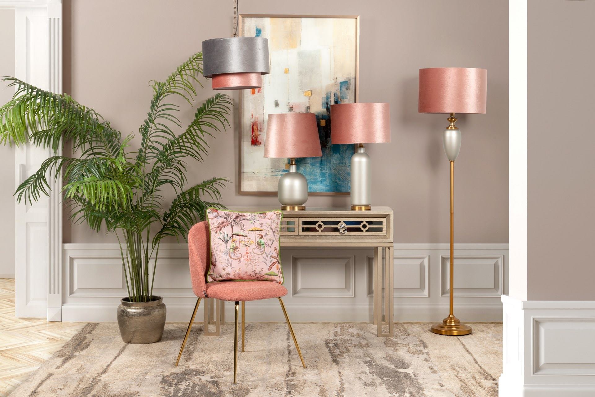 LAMPARA DE TECHO METAL-POLIESTER 45x45x149 CM