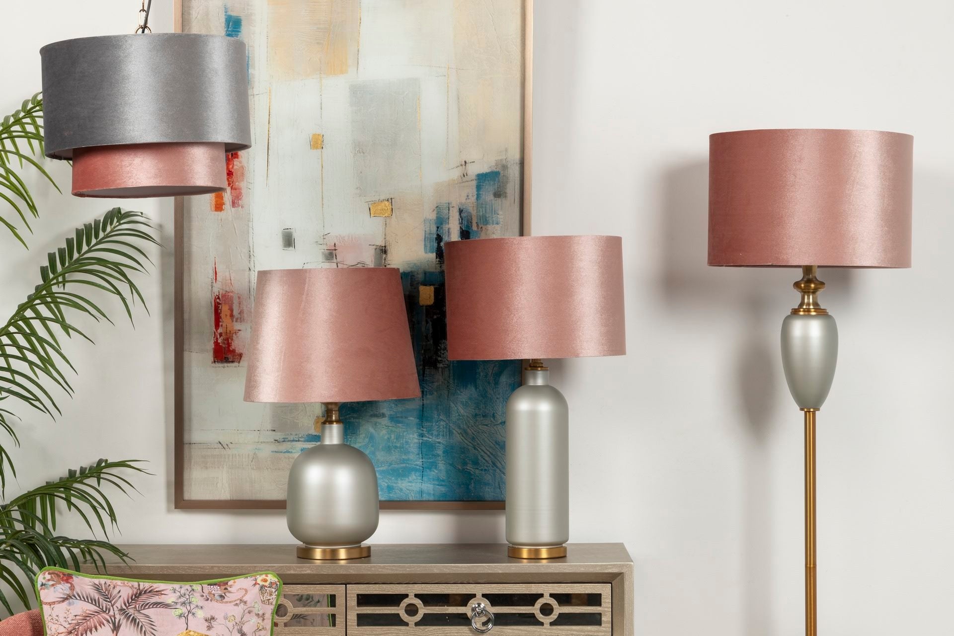 LAMPARA DE TECHO METAL-POLIESTER 45x45x149 CM