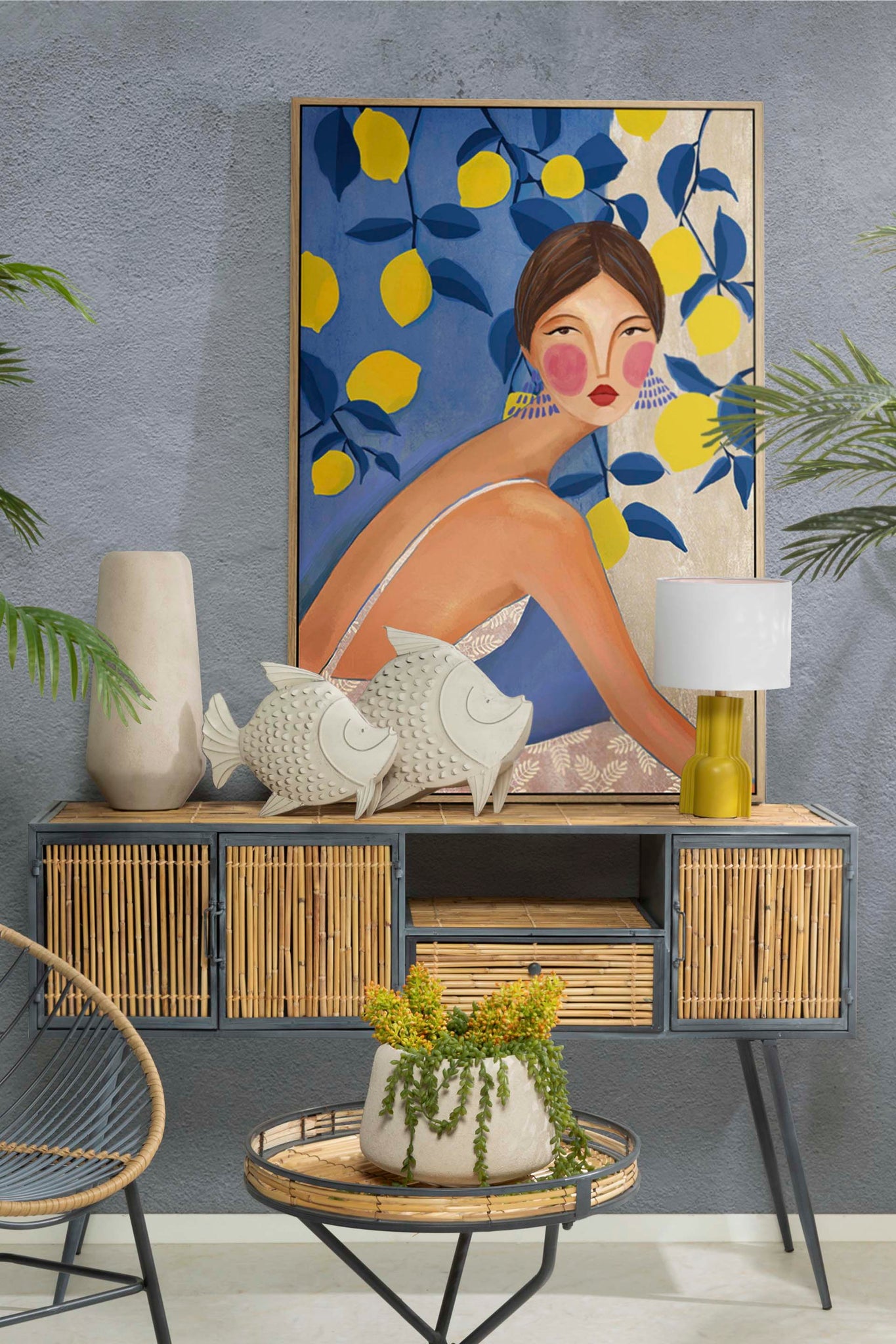 CANDEEIRO DE MESA DE POLIRESINA 23x23x41 CM