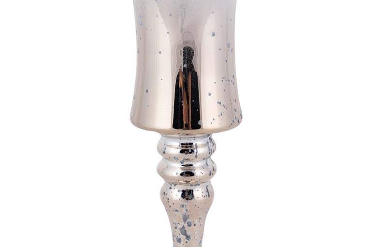 SILVER WHITE GLASS CANDY BOX 13.3x12.5x49 CM