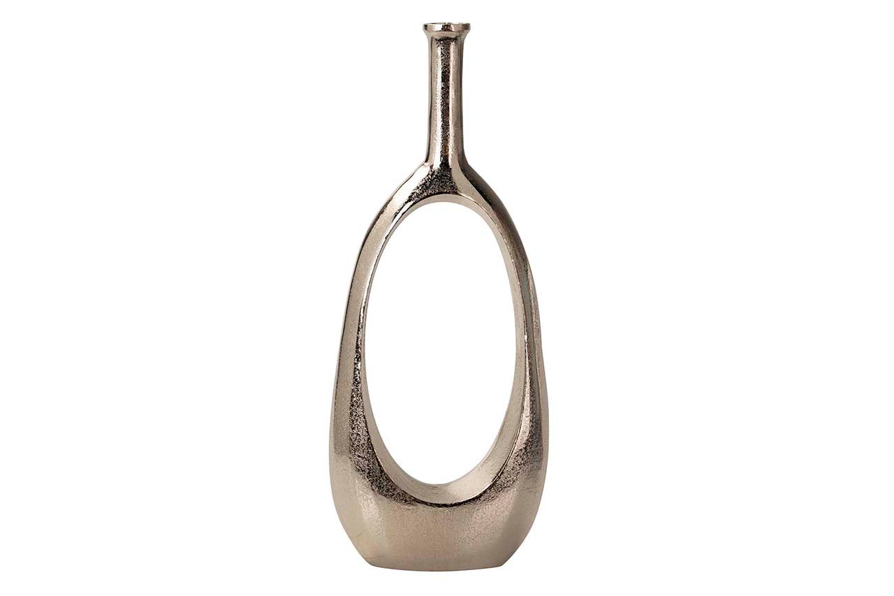 SILVER ALUMINUM VASE 23x11x55 CM
