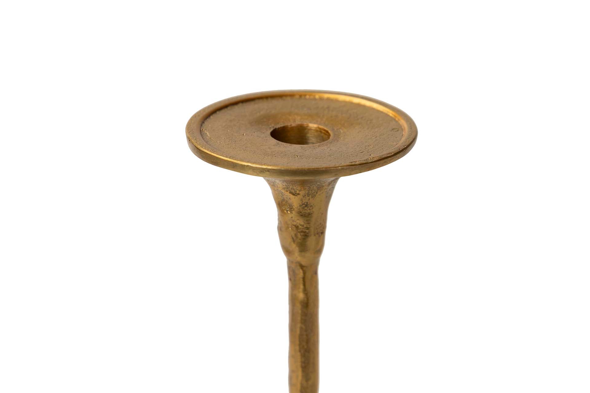 PORTA-VELAS DE ALUMÍNIO DOURADO 14x14x41 CM