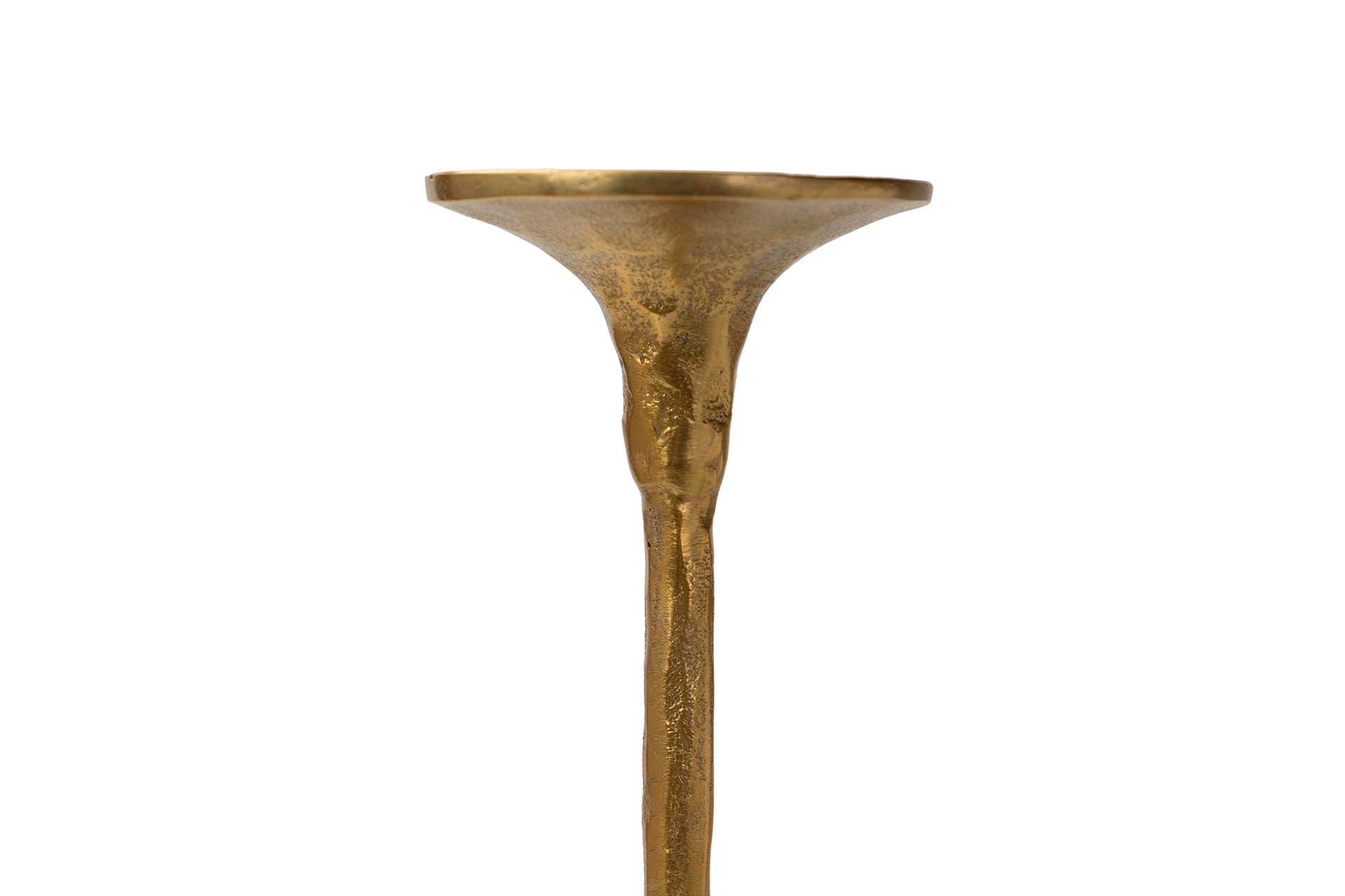 PORTA-VELAS DE ALUMÍNIO DOURADO 14x14x41 CM
