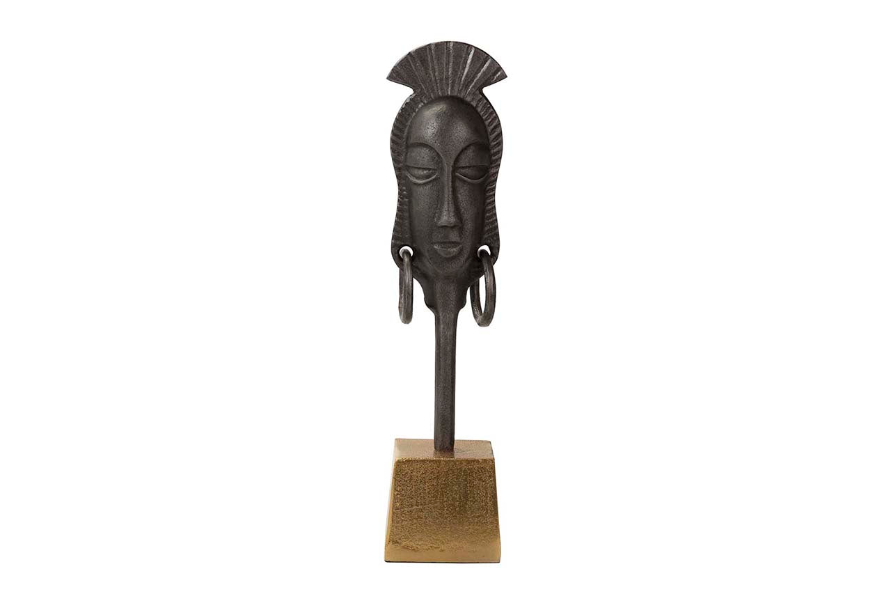 BLACK / GOLD ALUMINUM FACE FIGURE 11x10x46 CM