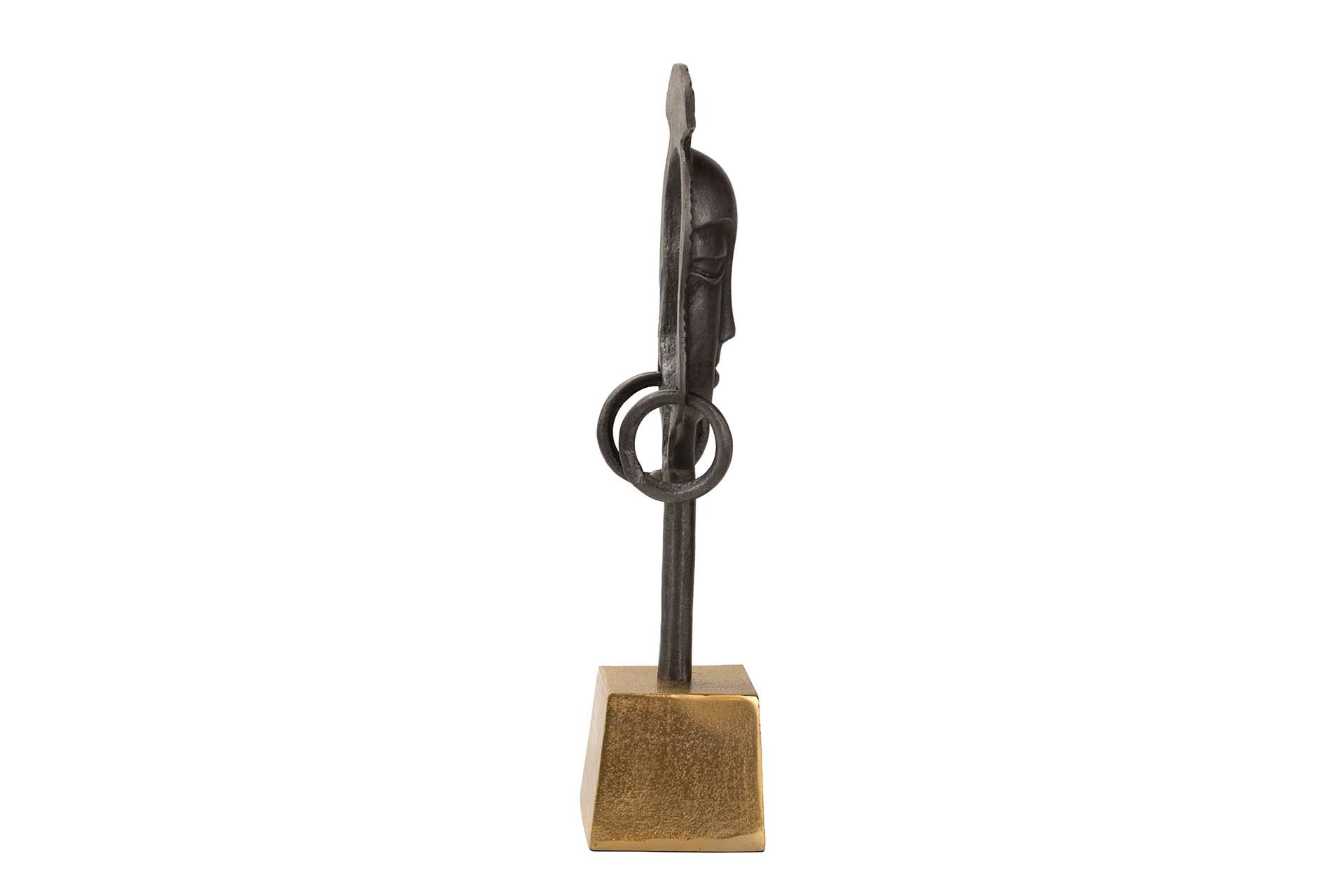 BLACK / GOLD ALUMINUM FACE FIGURE 11x10x46 CM
