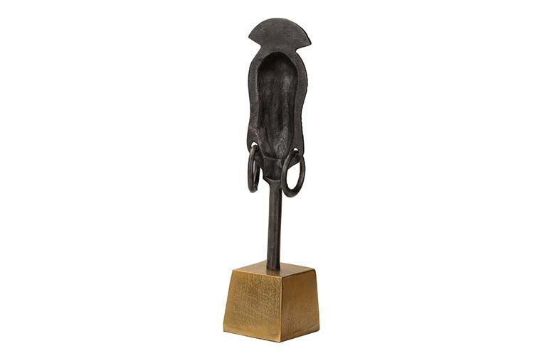 FIGURA CARA ALUMINIO NEGRO / DORADO 11x10x46 CM