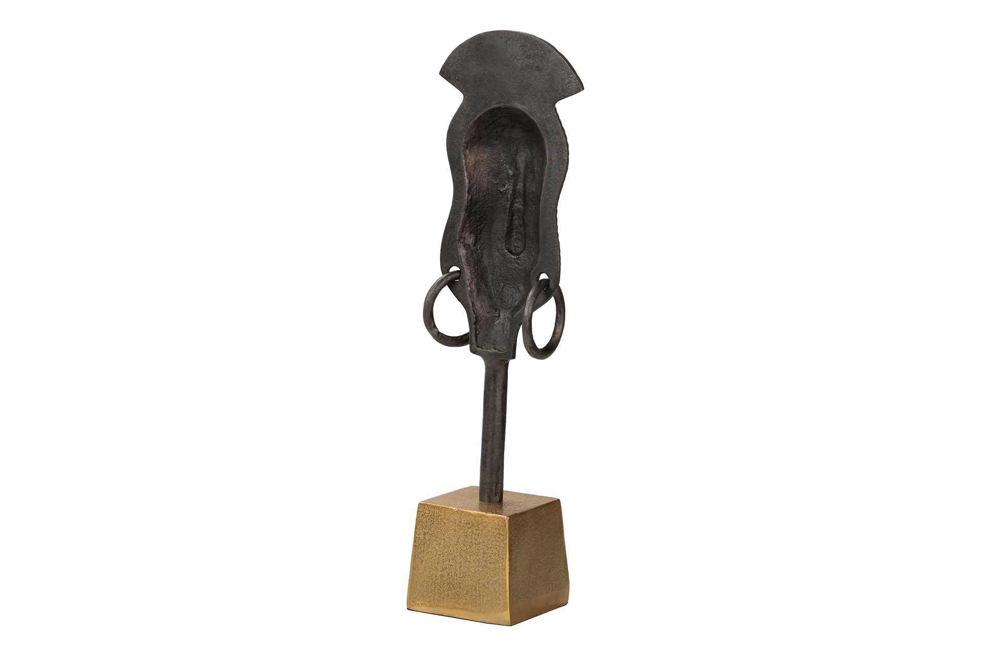 FIGURA DE ROSTO DE ALUMÍNIO PRETO/DOURADO 14x10x50 CM