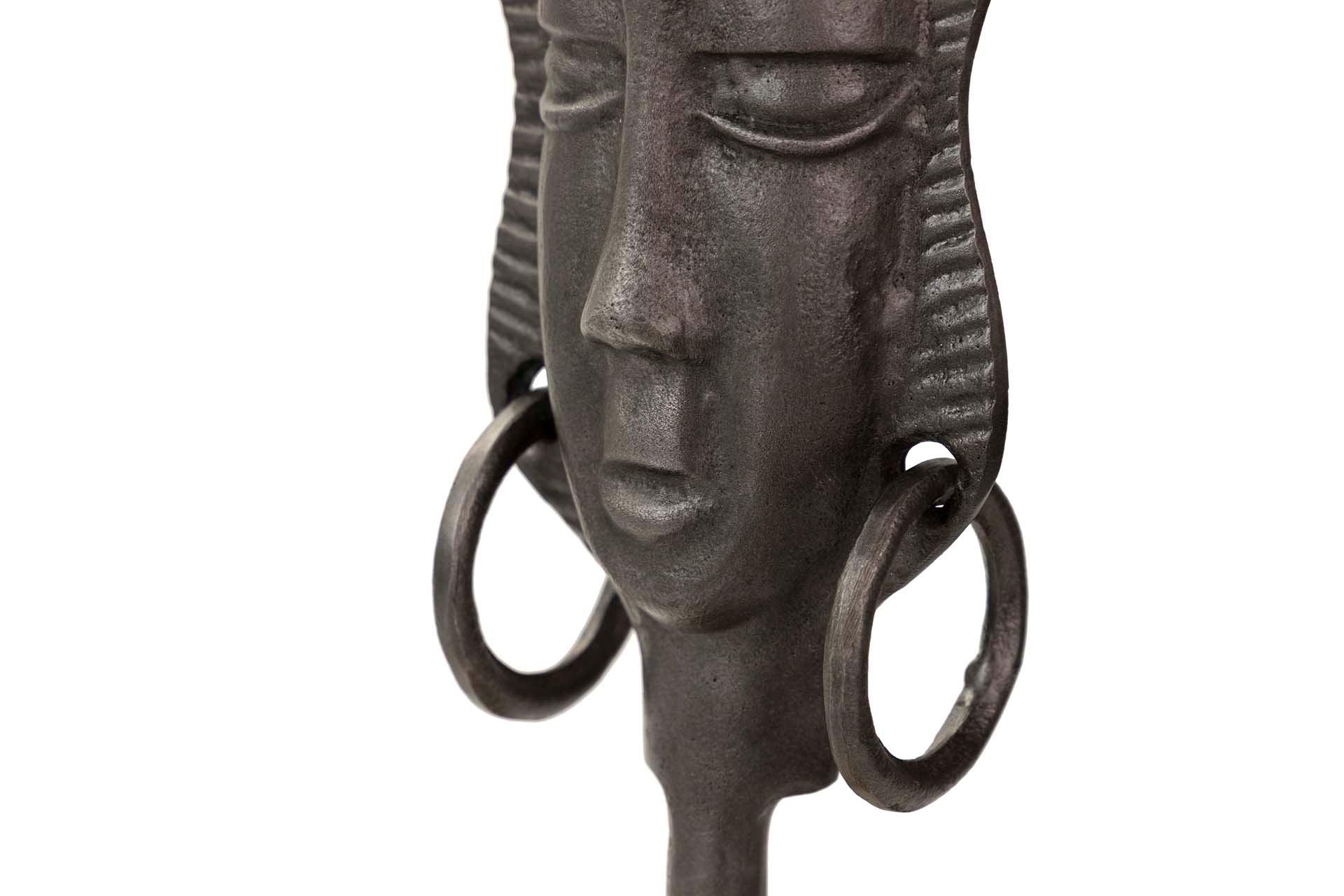 FIGURA DE ROSTO DE ALUMÍNIO PRETO/DOURADO 14x10x50 CM