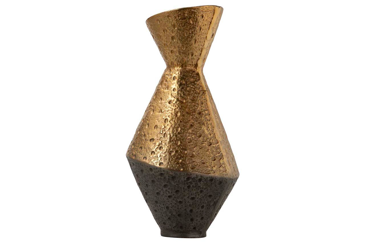 JARRON ALUMINIO BLACK / DORADO 17x17x33 CM