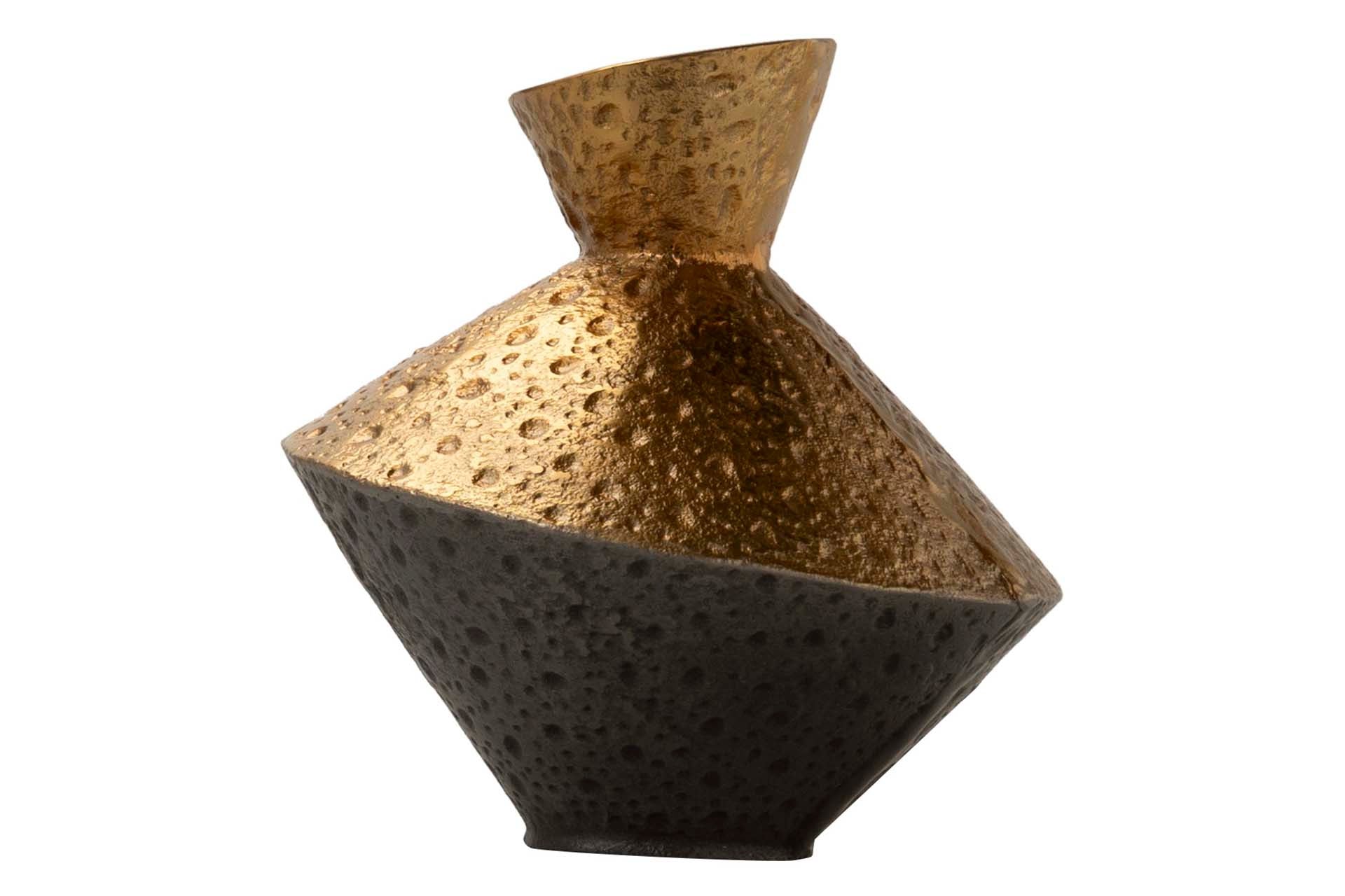 BLACK / GOLD ALUMINUM VASE 16x16x16 CM