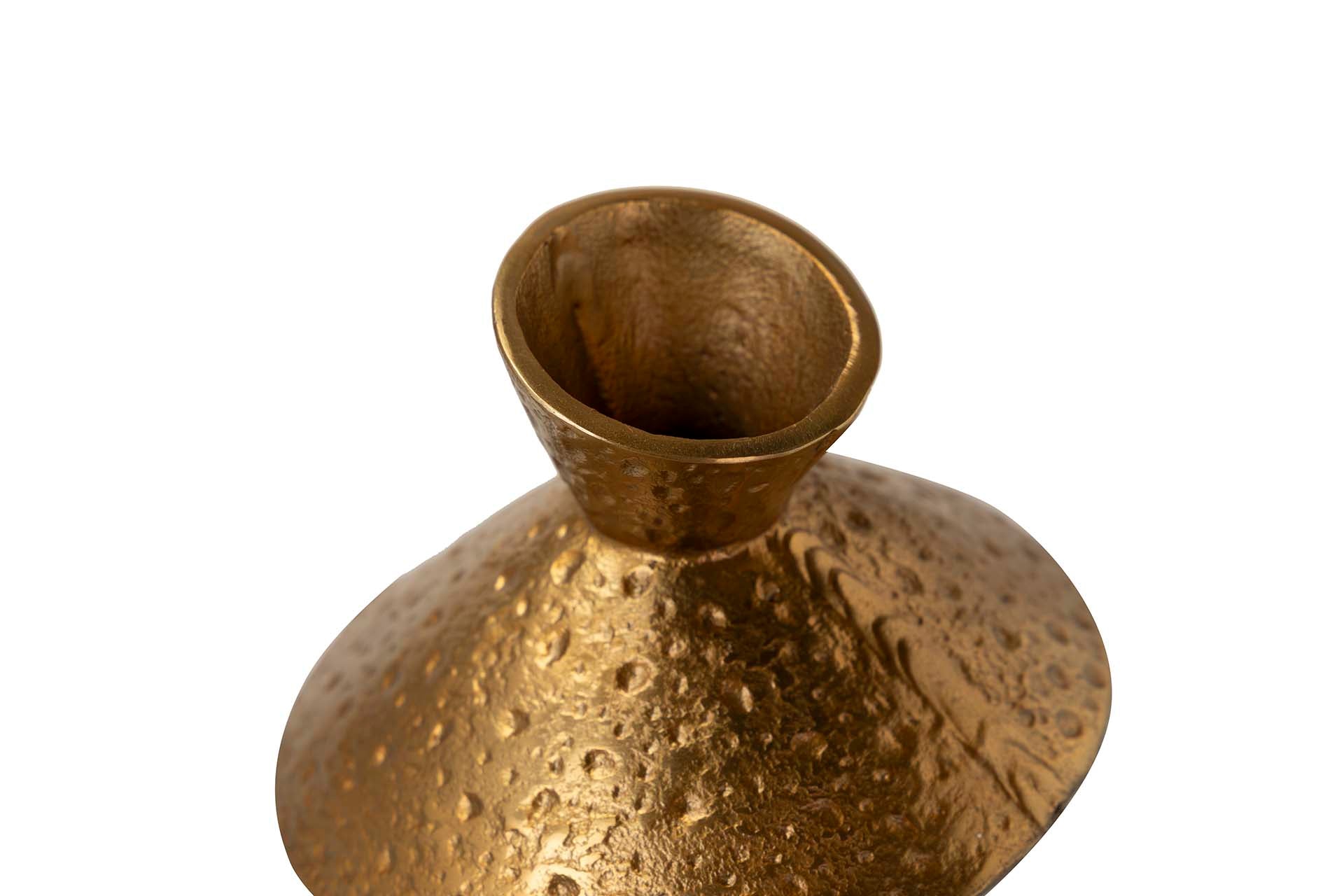 BLACK / GOLD ALUMINUM VASE 16x16x16 CM