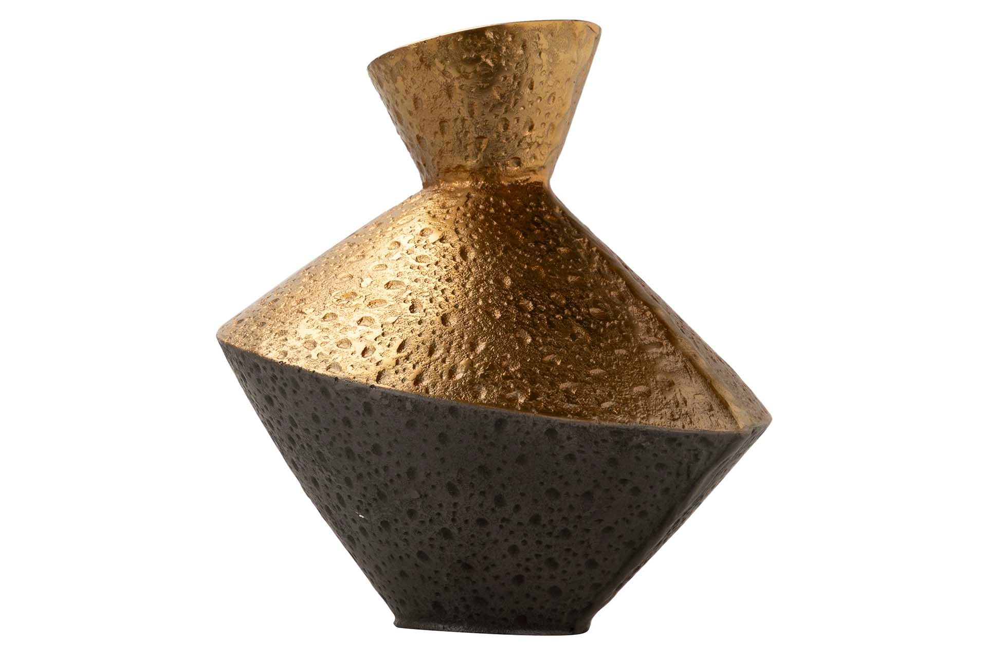 BLACK / GOLD ALUMINUM VASE 22x22x23 CM
