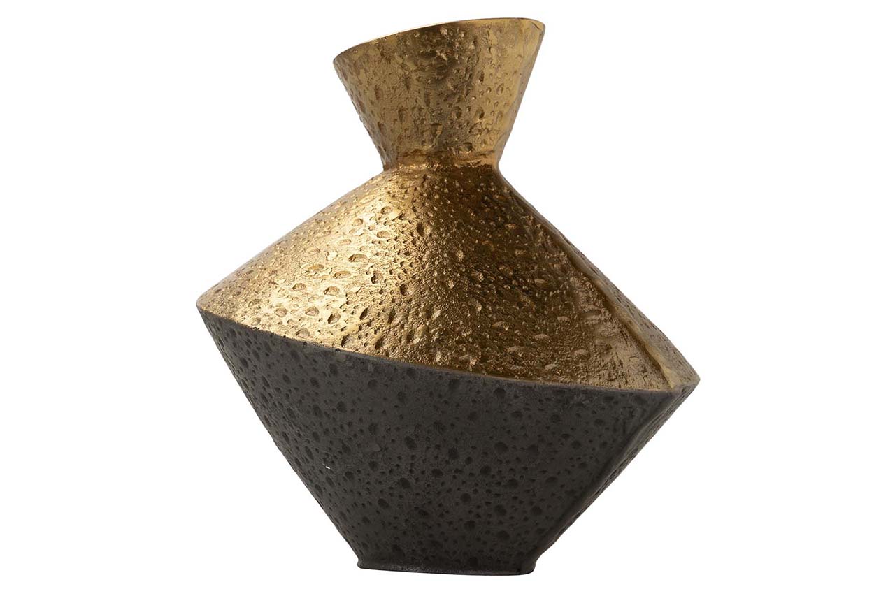 BLACK / GOLD ALUMINUM VASE 22x22x23 CM