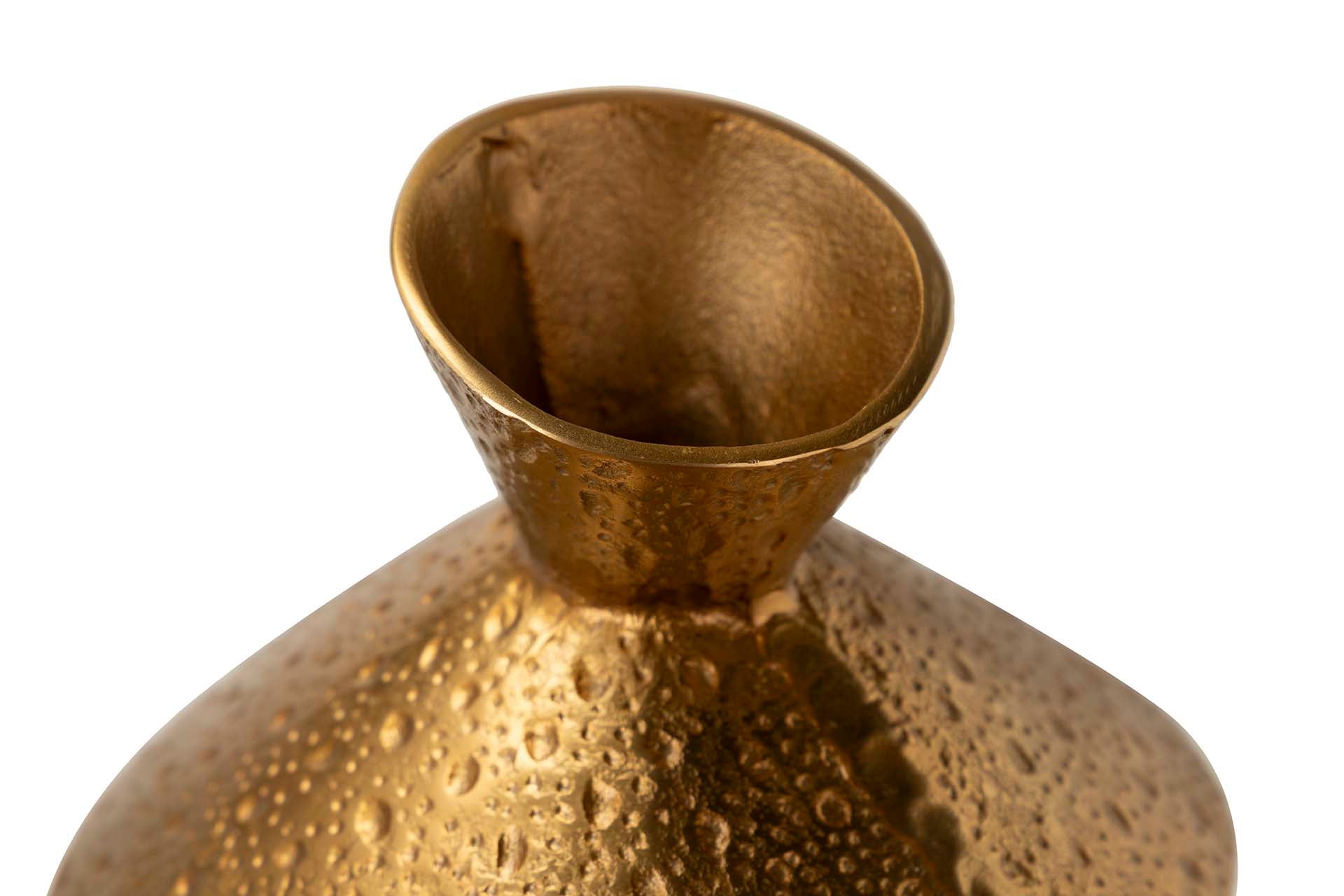 BLACK / GOLD ALUMINUM VASE 22x22x23 CM