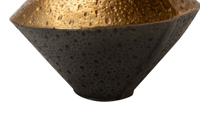 BLACK / GOLD ALUMINUM VASE 22x22x23 CM