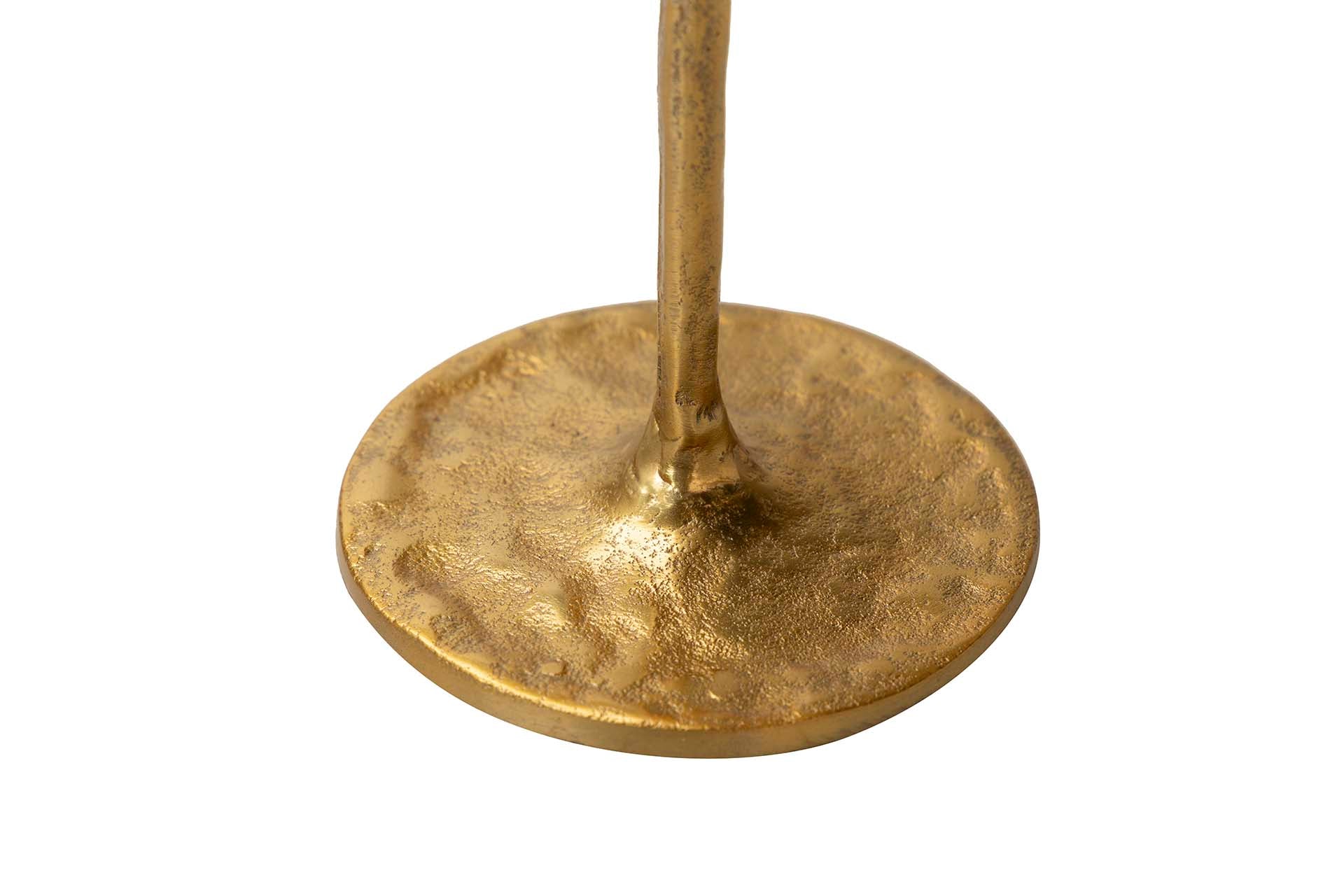 PORTA-VELAS DE ALUMÍNIO DOURADO 14x14x30 CM