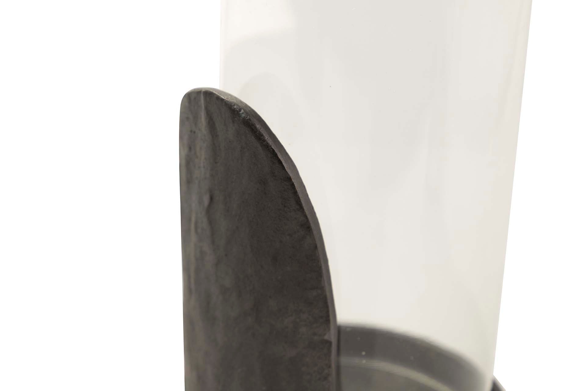 PORTA-VELAS DE ALUMÍNIO PRETO 14x14x26 CM