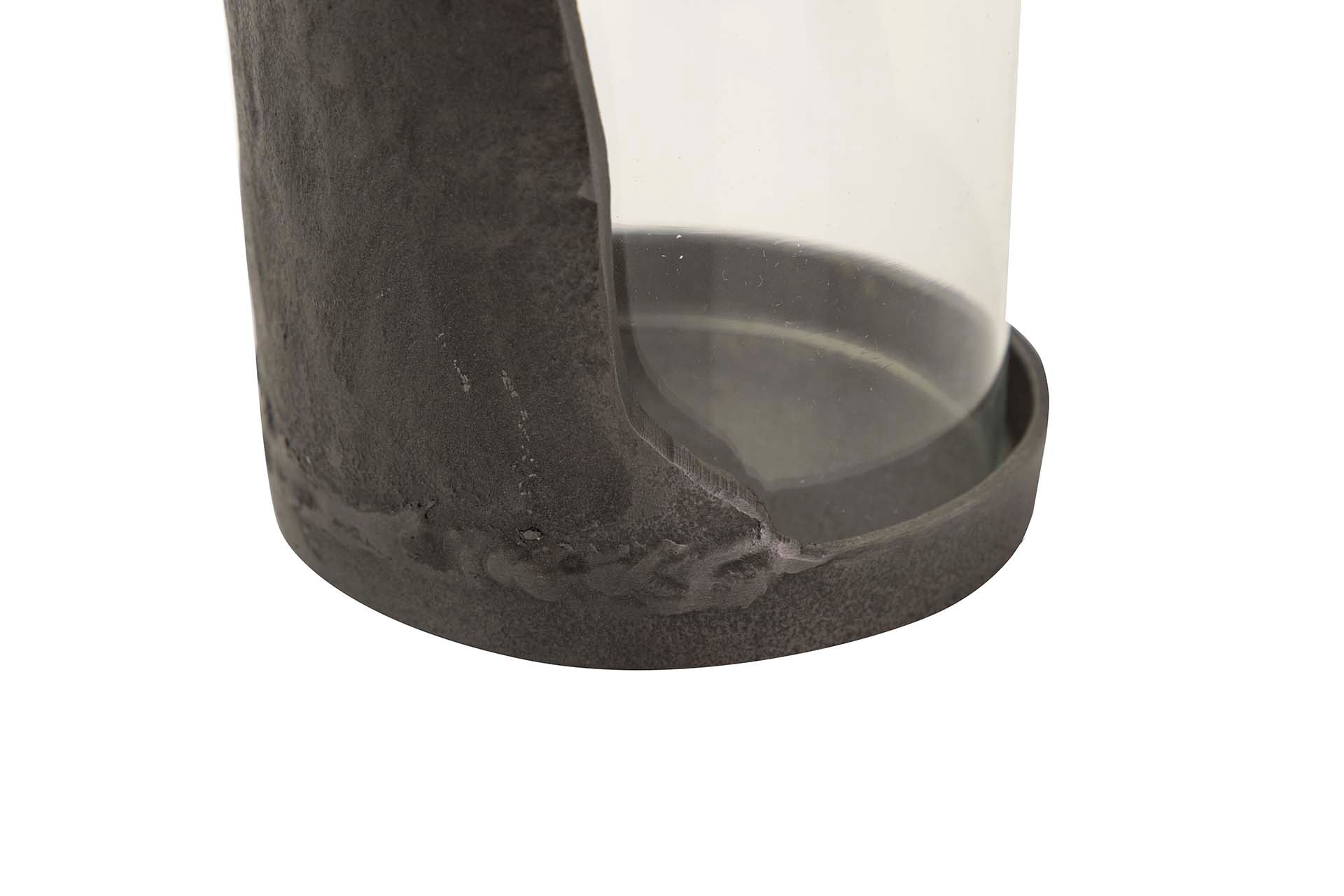 PORTA-VELAS DE ALUMÍNIO PRETO 14x14x26 CM