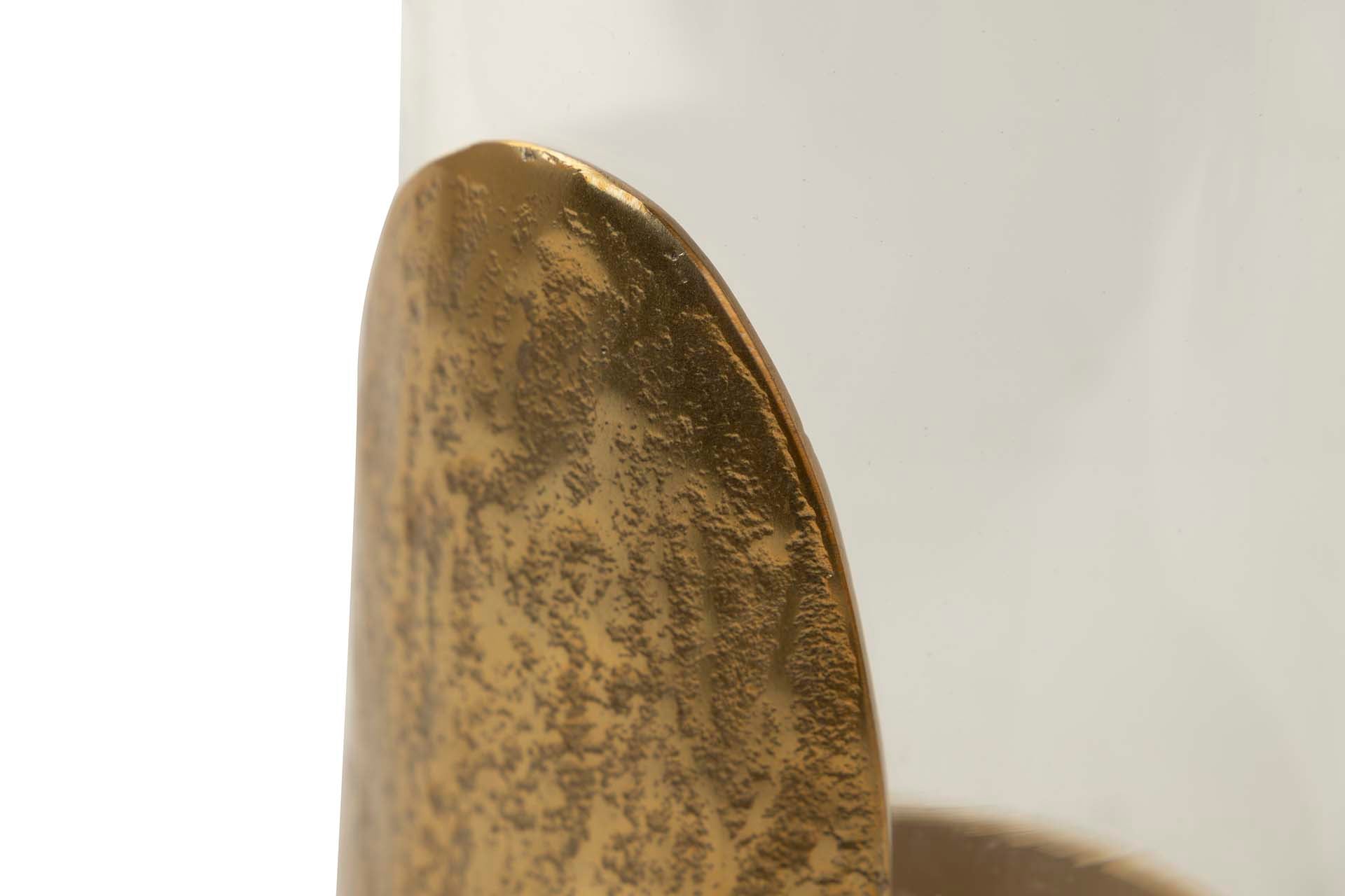 PORTA-VELAS DE ALUMÍNIO DOURADO 17x17x31 CM