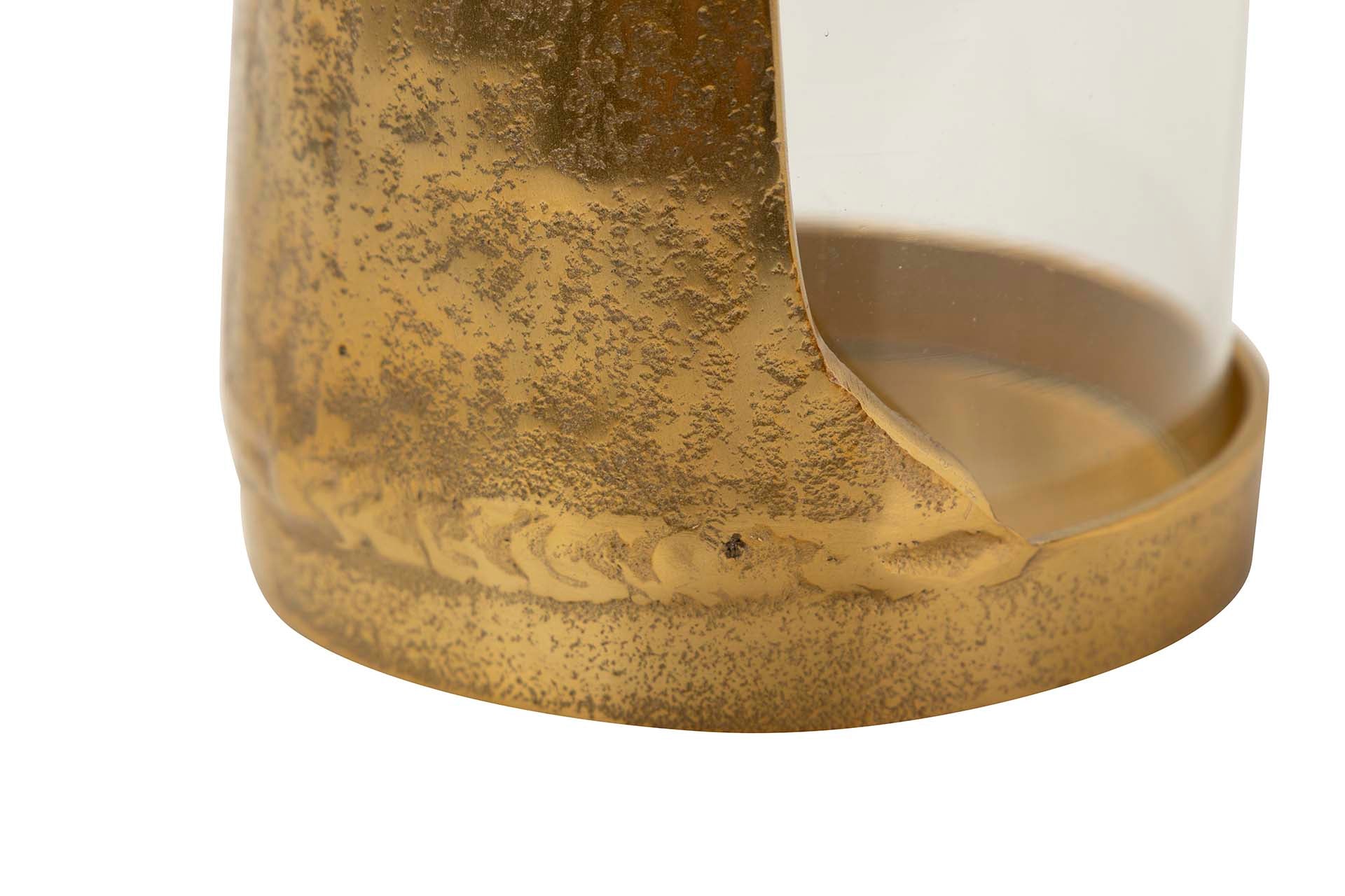 PORTA-VELAS DE ALUMÍNIO DOURADO 17x17x31 CM