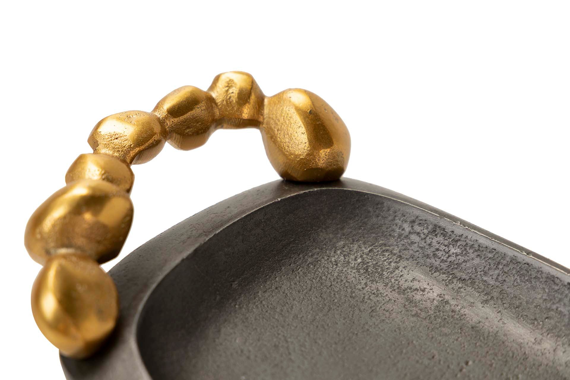 BANDEJA DE ALUMÍNIO PRETO DOURADO 40x13x4 CM