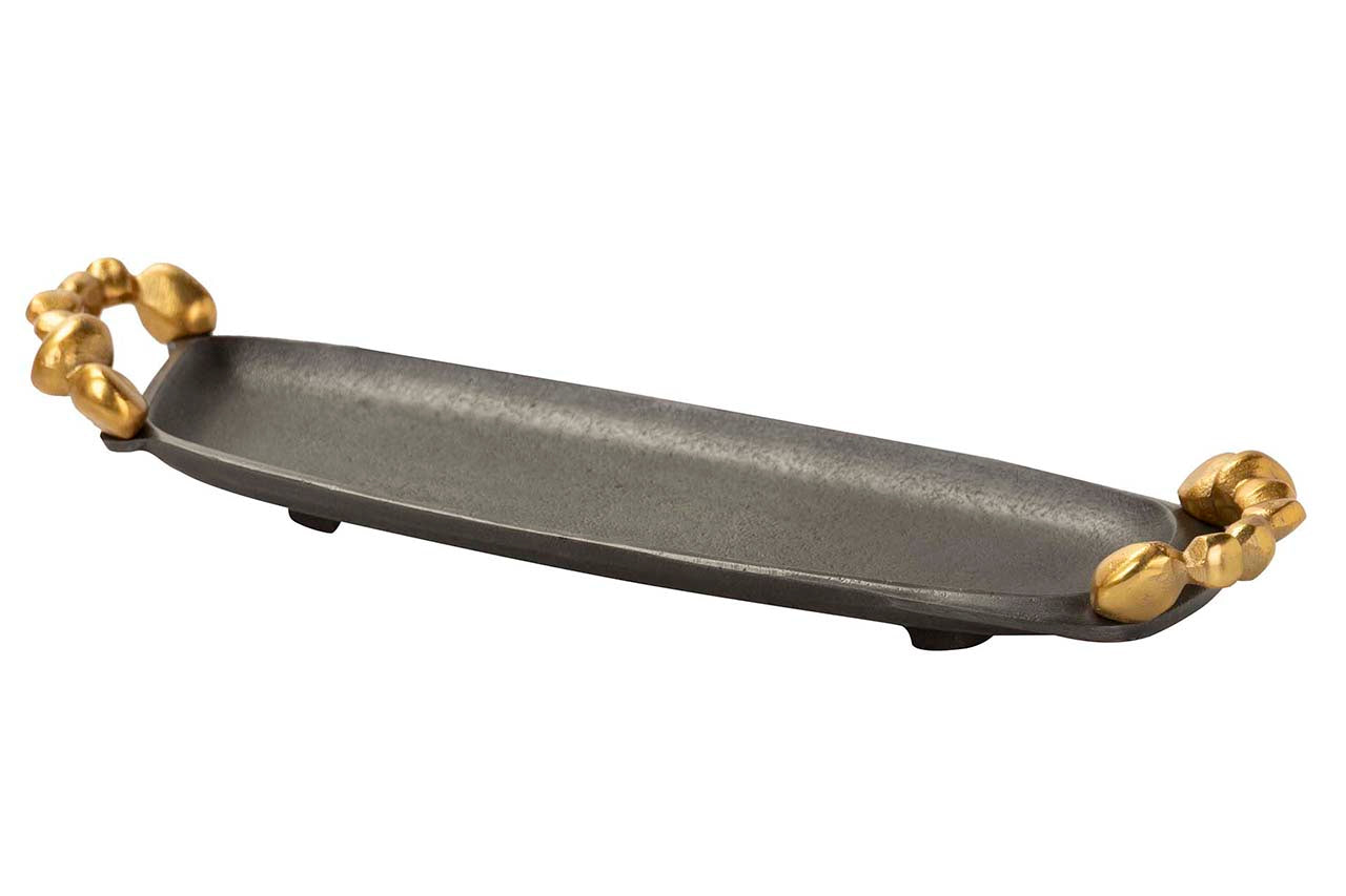 BANDEJA ALUMINIO NEGRO DORADO 40x13x4 CM
