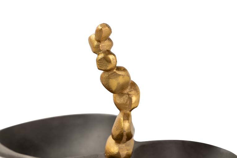 CENTRO DE MESA ALUMINIO NEGRO DORADO 28x22x18 CM