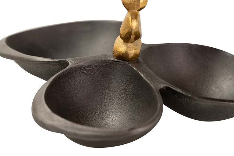 CENTRO DE MESA ALUMINIO NEGRO DORADO 28x22x18 CM